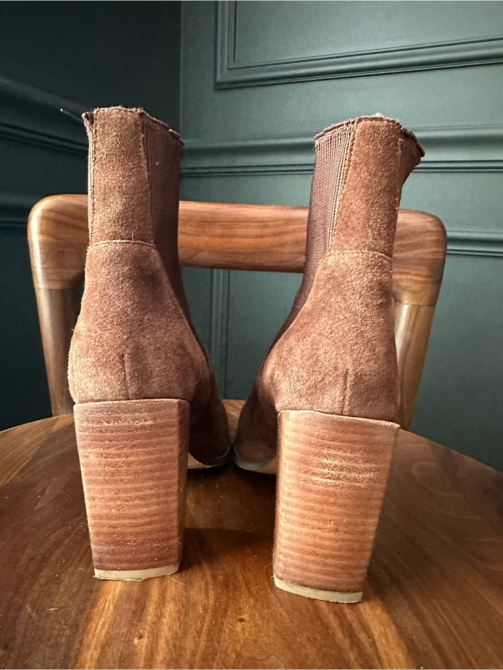 STEVE MADDEN Women's Brown Suede Block Heel Ankle Boots - 7.5 - Picture 3 of 7